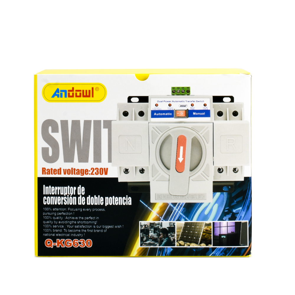 Αυτόματος-Χειροκίνητος Διακόπτης Παροχής Ενέργειας 2P 63A 230V Andowl– Λευκό Αυτόματος-Χειροκίνητος Διακόπτης Παροχής Ενέργειας 2P 63A 230V Andowl– Λευκό