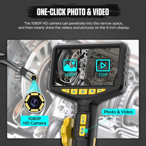 Autool Αδιάβροχη Ενδοσκοπική Κάμερα Eπιθεώρησης Aυτοκινήτου για Κινητά Τηλέφωνα 1m 1080p HD, Zoom, Έγχρωμη Οθόνη 5