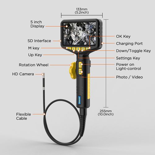 Autool Αδιάβροχη Ενδοσκοπική Κάμερα Eπιθεώρησης Aυτοκινήτου για Κινητά Τηλέφωνα 1m 1080p HD, Zoom, Έγχρωμη Οθόνη 5