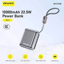 Awei Power Bank 10000mAh – Γρήγορη Φόρτιση 22.5W με Ενσωματωμένο Καλώδιο Awei Power Bank 10000mAh – Γρήγορη Φόρτιση 22.5W με Ενσωματωμένο Καλώδιο