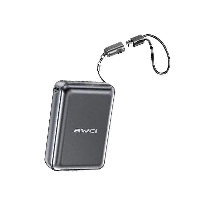 Awei Pro Power Bank 20000mAh – Γρήγορη Φόρτιση 22.5W με Ενσωματωμένο USB-C Καλώδιο Awei Pro Power Bank 20000mAh – Γρήγορη Φόρτιση 22.5W με Ενσωματωμένο USB-C Καλώδιο