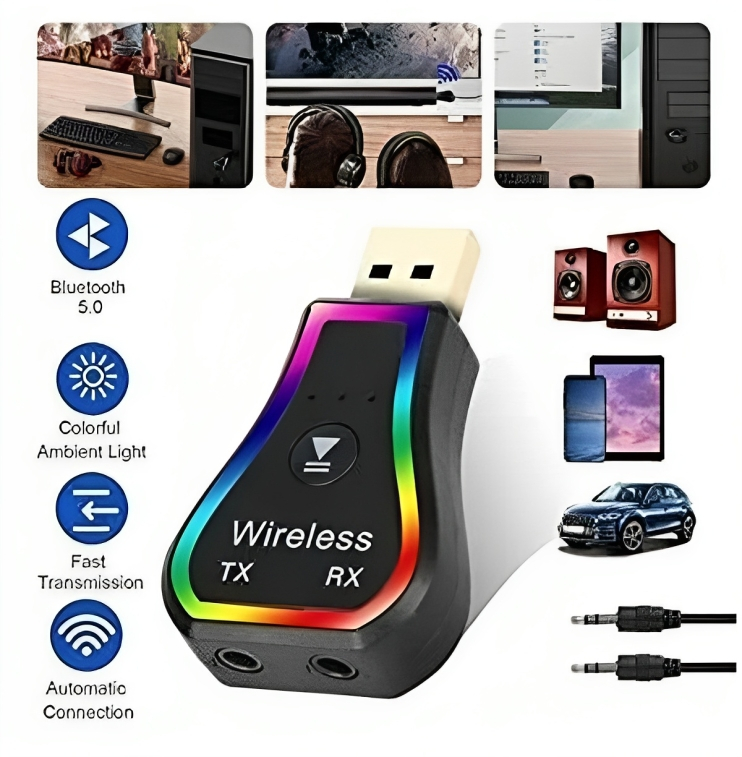 Bluetooth 5.0 Receiver USB με Διπλή Θύρα Εξόδου TX RX Bluetooth 5.0 Receiver USB με Διπλή Θύρα Εξόδου TX RX