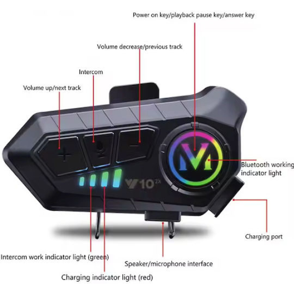 Bluetooth Ενδοεπικοινωνία Κράνους Y10 με Μικρόφωνο & Γρήγορη Φόρτιση Bluetooth Ενδοεπικοινωνία Κράνους Y10 με Μικρόφωνο & Γρήγορη Φόρτιση