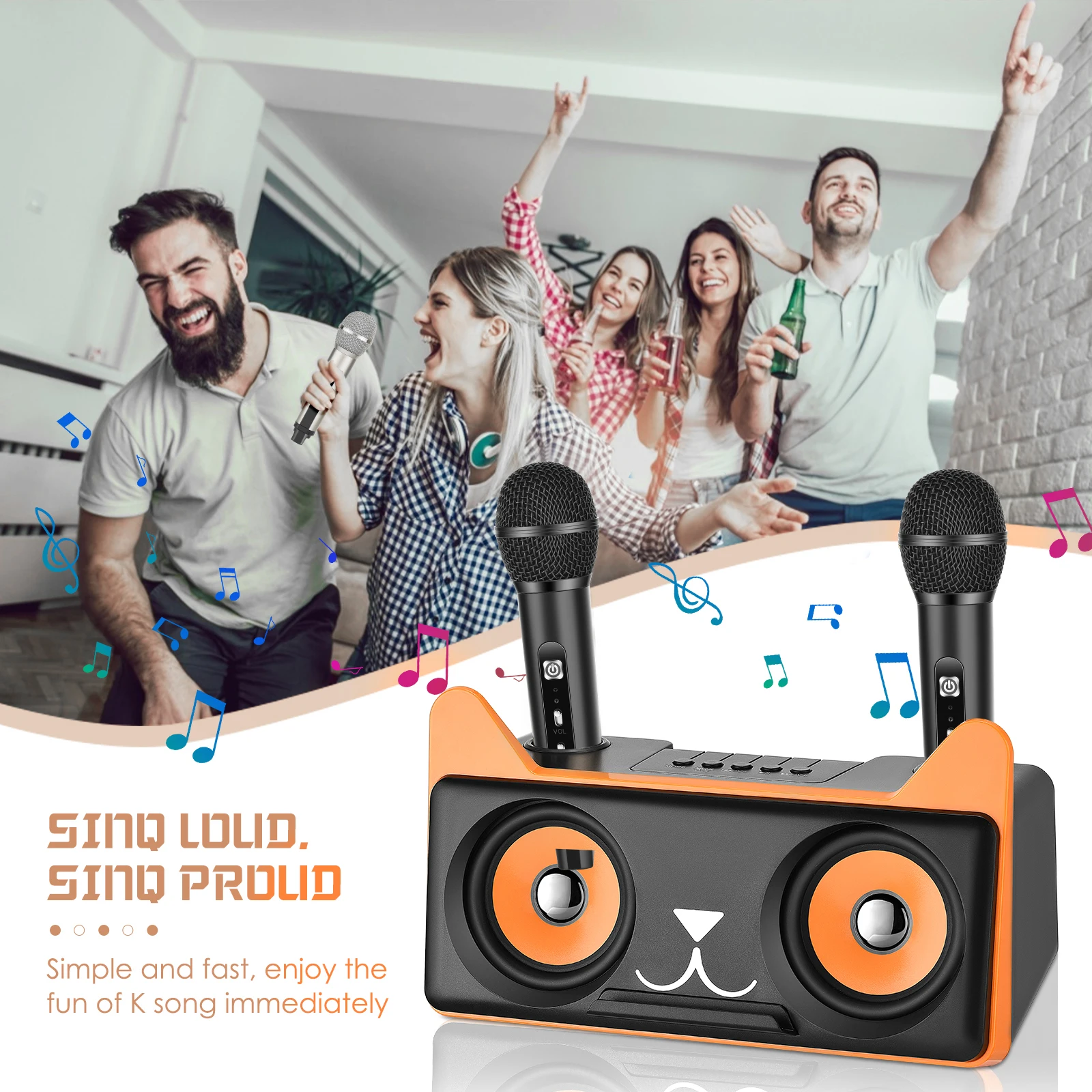 Σύστημα Karaoke με ασύρματα μικρόφωνα και SD, USB, AUX, TF μαύρο Σύστημα Karaoke με ασύρματα μικρόφωνα και SD, USB, AUX, TF μαύρο