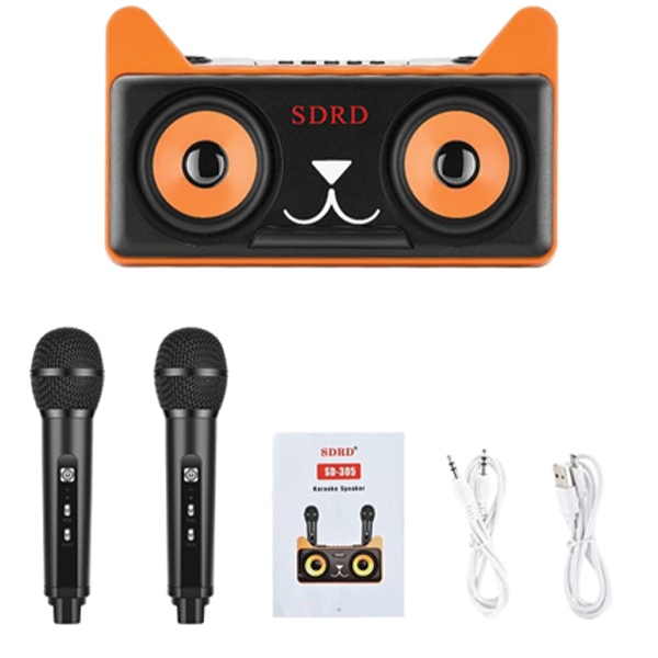 Σύστημα Karaoke με ασύρματα μικρόφωνα και SD, USB, AUX, TF μαύρο Σύστημα Karaoke με ασύρματα μικρόφωνα και SD, USB, AUX, TF μαύρο