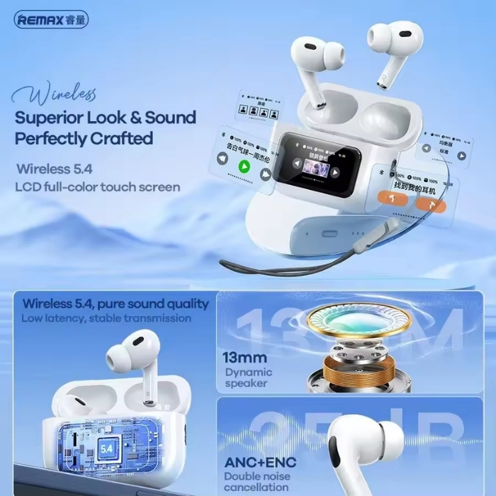 Bluetooth In-ear Ακουστικά με Έγχρωμη Οθόνη & Θήκη Φόρτισης - Remax CozyPods Bluetooth In-ear Ακουστικά με Έγχρωμη Οθόνη & Θήκη Φόρτισης - Remax CozyPods