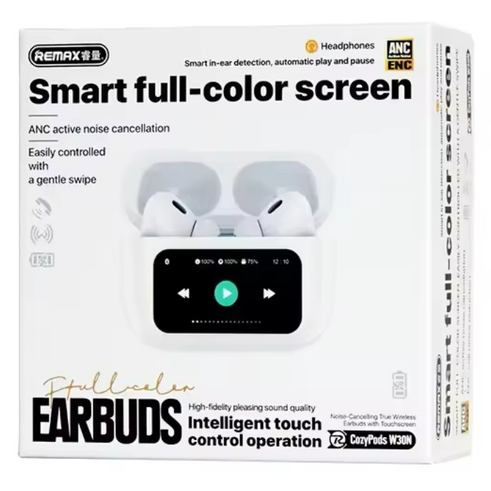 Bluetooth In-ear Ακουστικά με Έγχρωμη Οθόνη & Θήκη Φόρτισης - Remax CozyPods Bluetooth In-ear Ακουστικά με Έγχρωμη Οθόνη & Θήκη Φόρτισης - Remax CozyPods