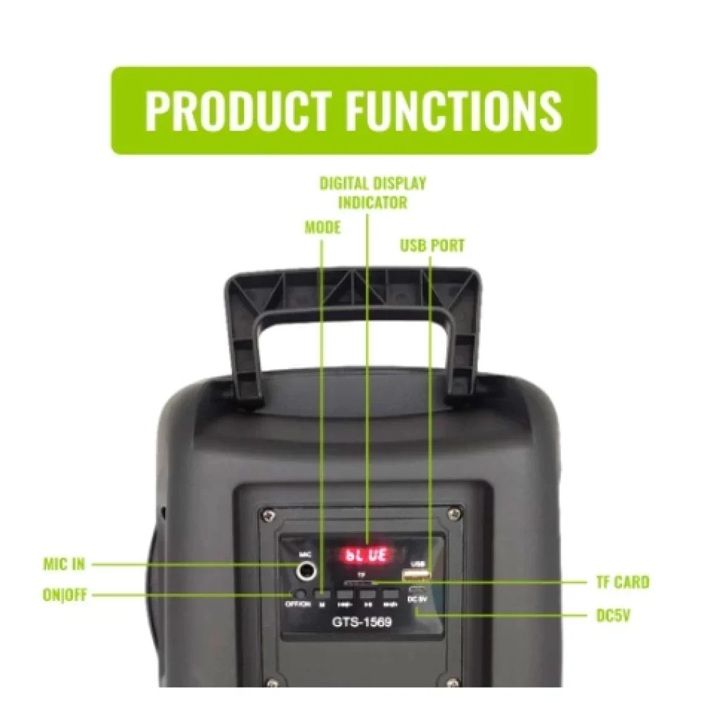 Bluetooth Σύστημα Καραόκε με Ηχείο, Ασύρματο Μικρόφωνο - USB,SD Player & LED Φωτισμό Bluetooth Σύστημα Καραόκε με Ηχείο, Ασύρματο Μικρόφωνο - USB,SD Player & LED Φωτισμό