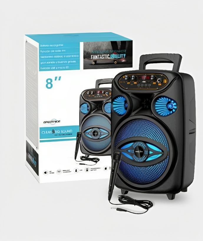 Bluetooth Σύστημα Καραόκε με Ηχείο, Ασύρματο Μικρόφωνο - USB,SD Player & LED Φωτισμό Bluetooth Σύστημα Καραόκε με Ηχείο, Ασύρματο Μικρόφωνο - USB,SD Player & LED Φωτισμό