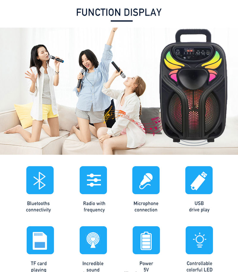 Bluetooth Σύστημα Καραόκε Super Bass με Ηχείο, Μικρόφωνο, Τηλεχειριστήριο και LED Φωτισμό Bluetooth Σύστημα Καραόκε Super Bass με Ηχείο, Μικρόφωνο, Τηλεχειριστήριο και LED Φωτισμό
