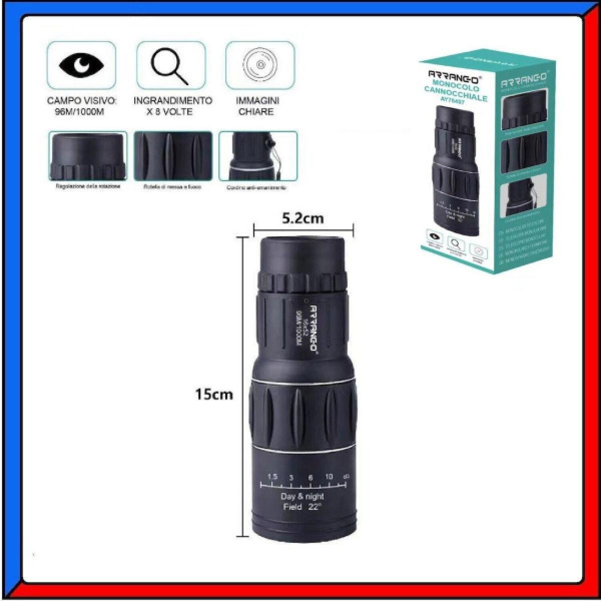 Compact Αδιάβροχο Μονόκυαλο Near Focus 16x52 Arrango Compact Αδιάβροχο Μονόκυαλο Near Focus 16x52 Arrango