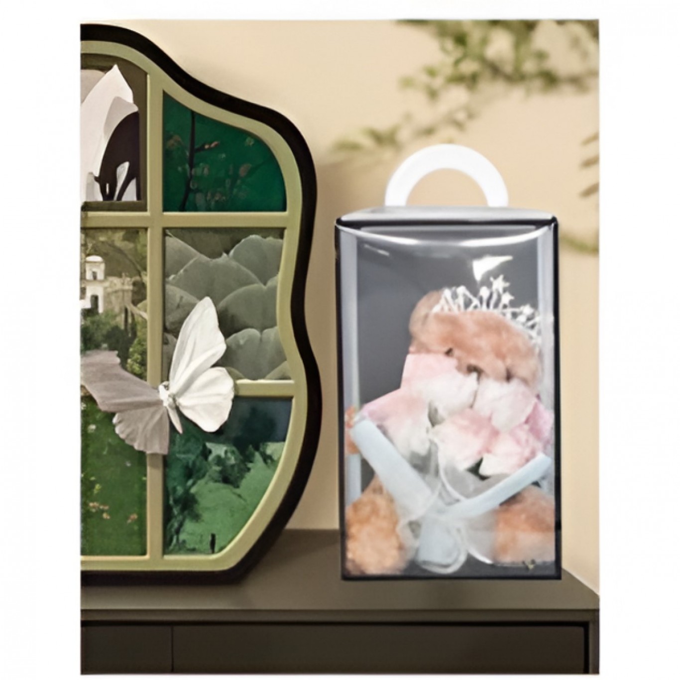 Διάφανο Κουτί Δώρου με Αρκουδάκι και Λουλούδια 28cm Διάφανο Κουτί Δώρου με Αρκουδάκι και Λουλούδια 28cm