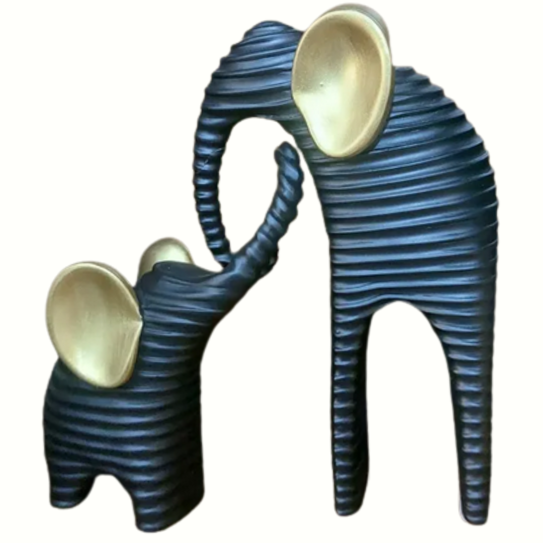 Διακοσμητικά Αγαλματίδια Ελεφαντάκια Πολυρυτίνης με Χρυσά Στοιχεία 17x17 cm Διακοσμητικά Αγαλματίδια Ελεφαντάκια Πολυρυτίνης με Χρυσά Στοιχεία 17x17 cm