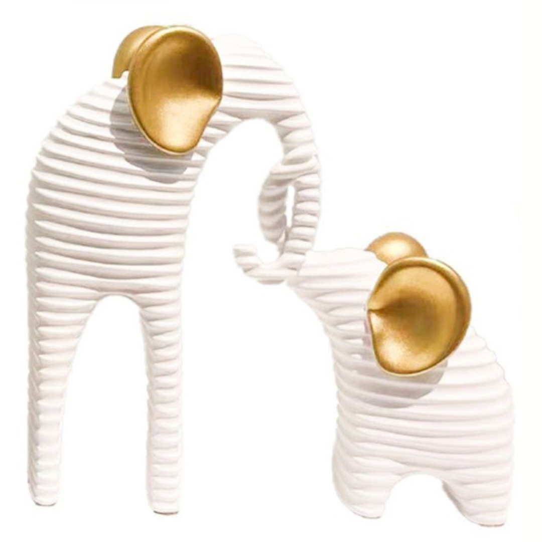 Διακοσμητικά Αγαλματίδια Ελεφαντάκια Πολυρυτίνης με Χρυσά Στοιχεία 17x17 cm Διακοσμητικά Αγαλματίδια Ελεφαντάκια Πολυρυτίνης με Χρυσά Στοιχεία 17x17 cm