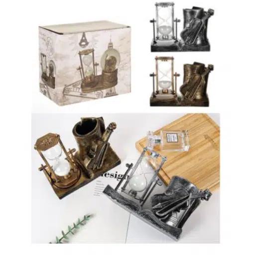 Διακοσμητική Επιτραπέζια Κλεψύδρα-Μολυβοθήκη 8×16.5×13.5cm σε Χρυσό Χρώμα Διακοσμητική Επιτραπέζια Κλεψύδρα-Μολυβοθήκη 8×16.5×13.5cm σε Χρυσό Χρώμα