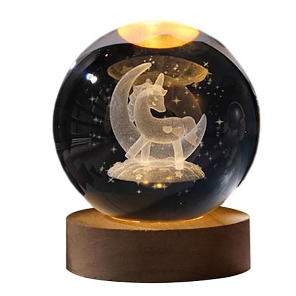 Διακοσμητική Κρυστάλλινη Σφαίρα - Φωτιστικό με Μονόκερο στο Φεγγάρι με Ξύλινη Βάση και Θερμό Λευκό Φωτισμό LED Διακοσμητική Κρυστάλλινη Σφαίρα - Φωτιστικό με Μονόκερο στο Φεγγάρι με Ξύλινη Βάση και Θερμό Λευκό Φωτισμό LED