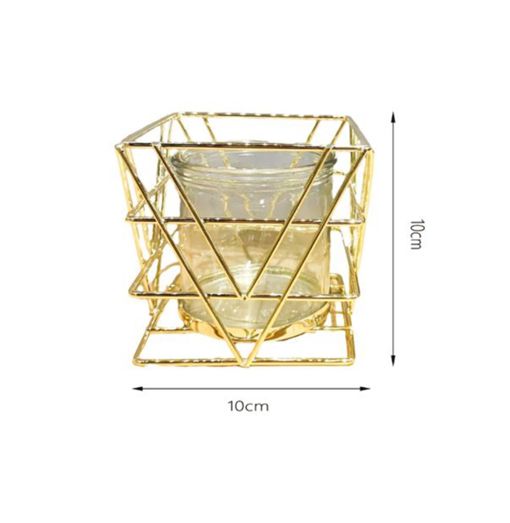 Διακοσμητικό Επιτραπέζιο Κηροπήγιο 10x10cm – Χρυσό Διακοσμητικό Επιτραπέζιο Κηροπήγιο 10x10cm – Χρυσό