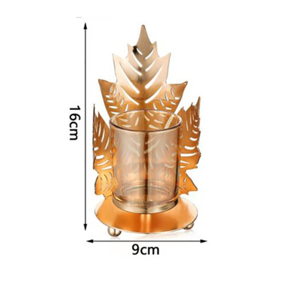 Διακοσμητικό Επιτραπέζιο Κηροπήγιο Φύλλο Χρυσό 20x7x31cm Διακοσμητικό Επιτραπέζιο Κηροπήγιο Φύλλο Χρυσό 20x7x31cm