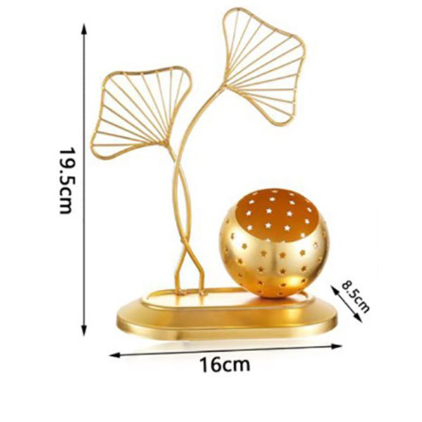 Διακοσμητικό Επιτραπέζιο Κηροπήγιο Με Λουλούδια σε Βάση Χρυσό 19.5x16x8.5cm Διακοσμητικό Επιτραπέζιο Κηροπήγιο Με Λουλούδια σε Βάση Χρυσό 19.5x16x8.5cm