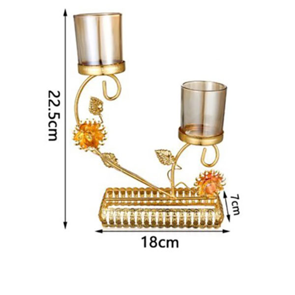 Διακοσμητικό Eπιτραπέζιο Kηροπήγιο Χρυσό με Βάση Διπλό 22.5x18x7cm Διακοσμητικό Eπιτραπέζιο Kηροπήγιο Χρυσό με Βάση Διπλό 22.5x18x7cm