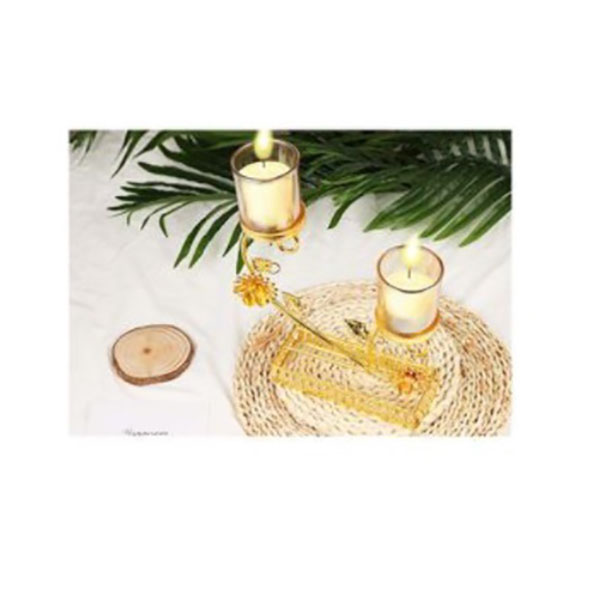 Διακοσμητικό Eπιτραπέζιο Kηροπήγιο Χρυσό με Βάση Διπλό 22.5x18x7cm Διακοσμητικό Eπιτραπέζιο Kηροπήγιο Χρυσό με Βάση Διπλό 22.5x18x7cm