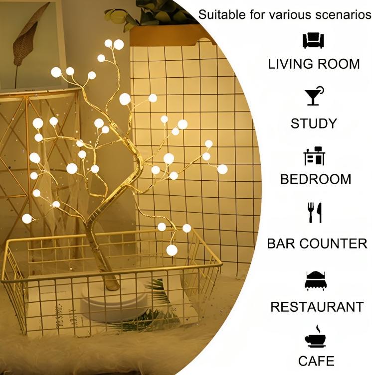 Διακοσμητικό Φωτιζόμενο Δέντρο 50 εκ. με Μπαλίτσες & Θερμό Φωτισμό LED Διακοσμητικό Φωτιζόμενο Δέντρο 50 εκ. με Μπαλίτσες & Θερμό Φωτισμό LED