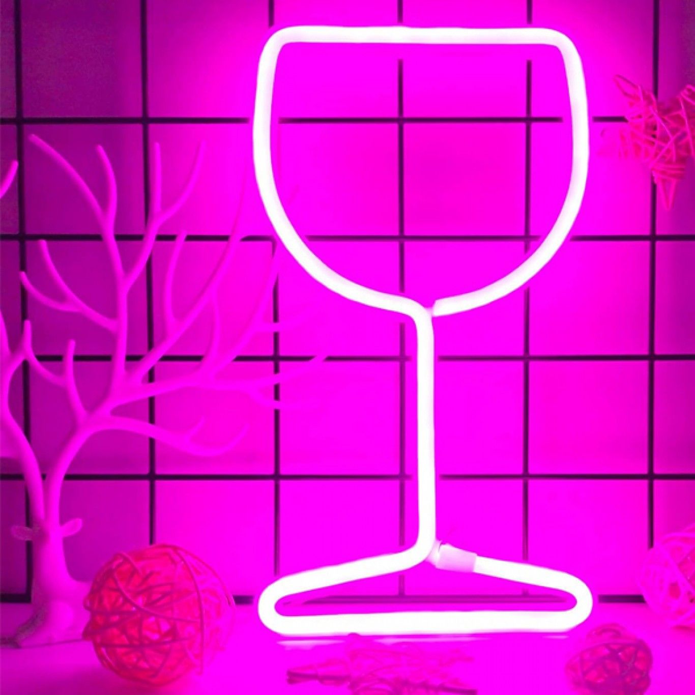 Διακοσμητικό Neon LED ΦωτιστικόΠοτήρι Κρασιού Decoration Lamp Wine Glass 26x14 cm Διακοσμητικό Neon LED ΦωτιστικόΠοτήρι Κρασιού Decoration Lamp Wine Glass 26x14 cm