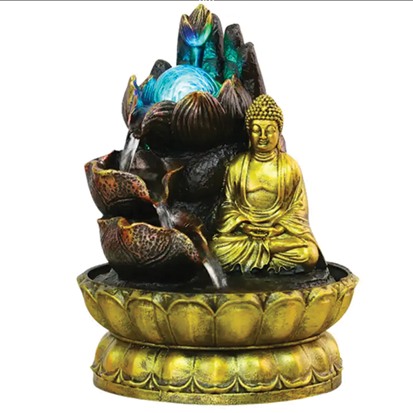 Διακοσμητικό Συντριβάνι Feng Shui με LED Φωτισμό, Τρεχούμενο Νερό και Χρυσό Βούδα 20.5x20.5x26cm - Bouddha Fountain Διακοσμητικό Συντριβάνι Feng Shui με LED Φωτισμό, Τρεχούμενο Νερό και Χρυσό Βούδα 20.5x20.5x26cm - Bouddha Fountain