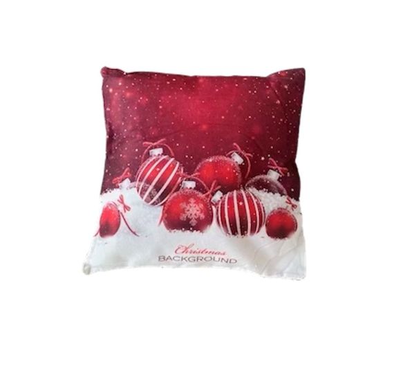 Διακοσμητικό Χριστουγεννιάτικο Μαξιλάρι Κόκκινο με Σχέδιο Χιονισμένες Χριστουγεννιάτικες Μπάλες 43x43cm Διακοσμητικό Χριστουγεννιάτικο Μαξιλάρι Κόκκινο με Σχέδιο Χιονισμένες Χριστουγεννιάτικες Μπάλες 43x43cm