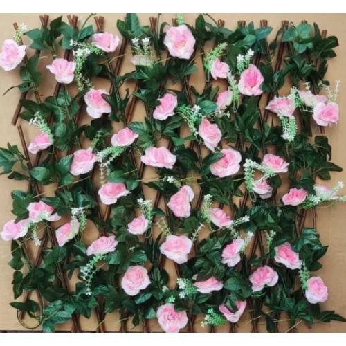 Διακοσμητικός Φράχτης Με Τεχνητά Ροζ Τριαντάφυλλα Διακοσμητικός Φράχτης Με Τεχνητά Ροζ Τριαντάφυλλα