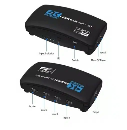 Διαχωριστής 5 Θυρών HDMI 2.0 4K Ultra HD Andowl Διαχωριστής 5 Θυρών HDMI 2.0 4K Ultra HD Andowl