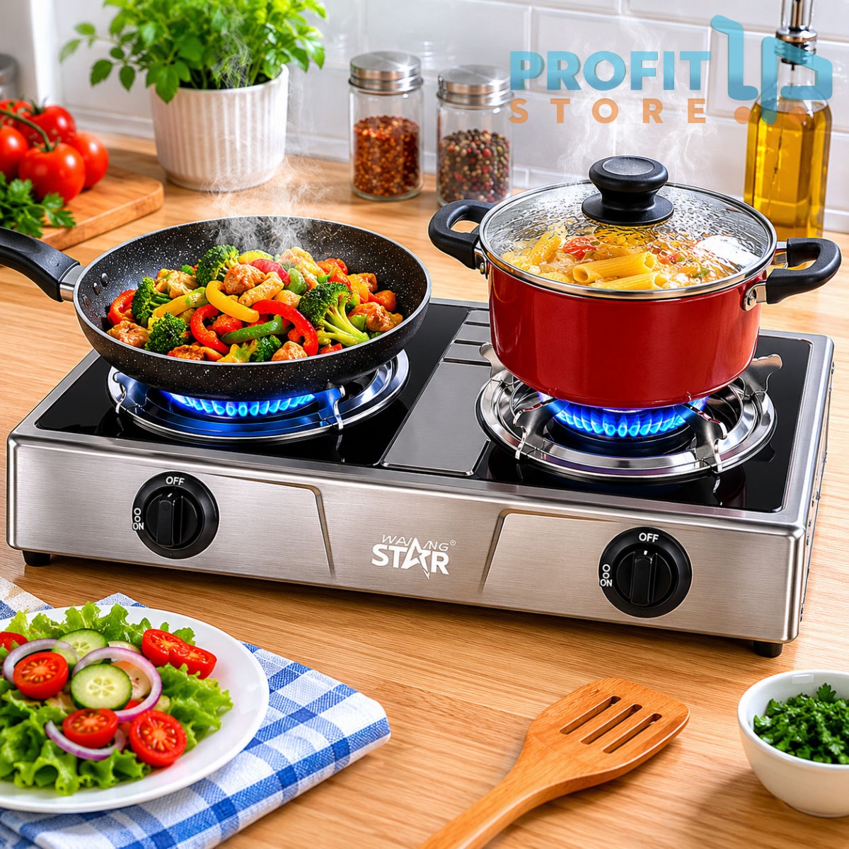 Διπλή Επιτραπέζια Εστία Υγραερίου Inox Winning Star 2500W Διπλή Επιτραπέζια Εστία Υγραερίου Inox Winning Star 2500W