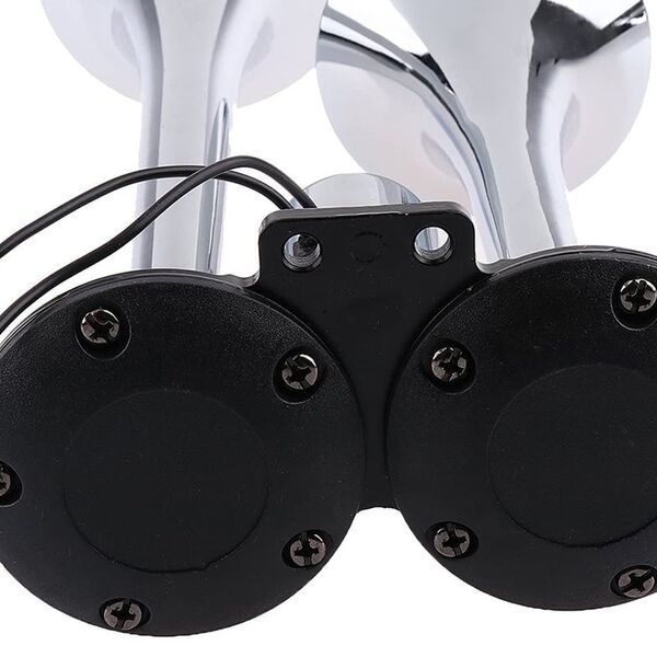 Διπλή Κόρνα Αέρος Αυτοκινήτου-Φορτηγού 12-24V 120dB Μαύρο-Ασημί Διπλή Κόρνα Αέρος Αυτοκινήτου-Φορτηγού 12-24V 120dB Μαύρο-Ασημί