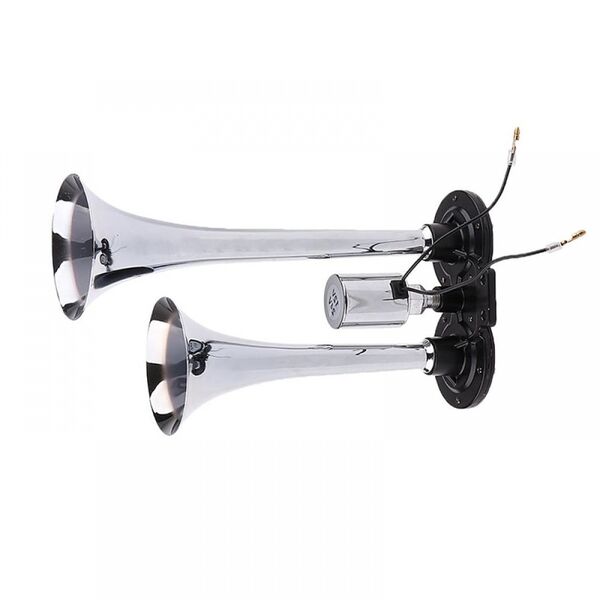 Διπλή Κόρνα Αέρος Αυτοκινήτου-Φορτηγού 12-24V 120dB Μαύρο-Ασημί Διπλή Κόρνα Αέρος Αυτοκινήτου-Φορτηγού 12-24V 120dB Μαύρο-Ασημί