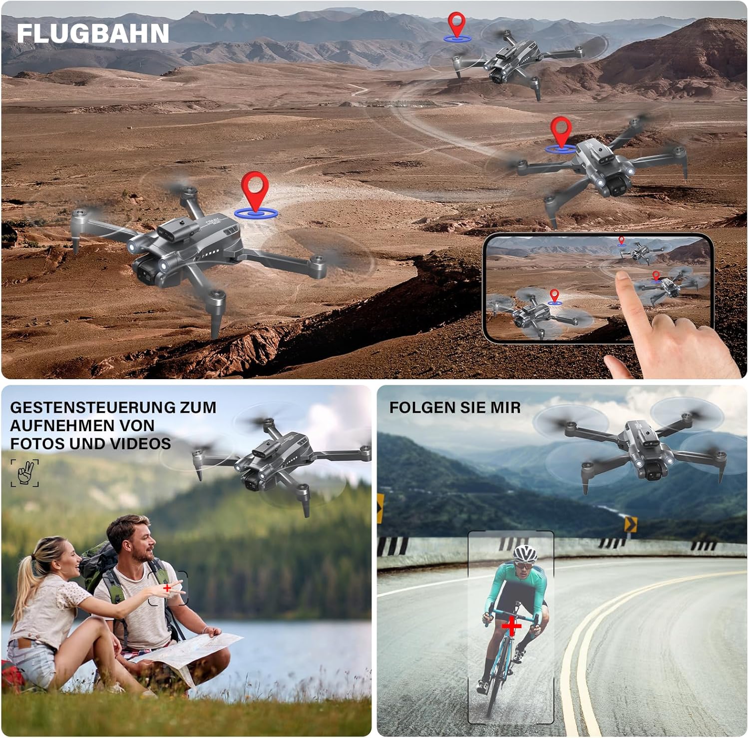 Drone με 8K Κάμερα και Χειριστήριο, Συμβατό με Smartphone Drone με 8K Κάμερα και Χειριστήριο, Συμβατό με Smartphone