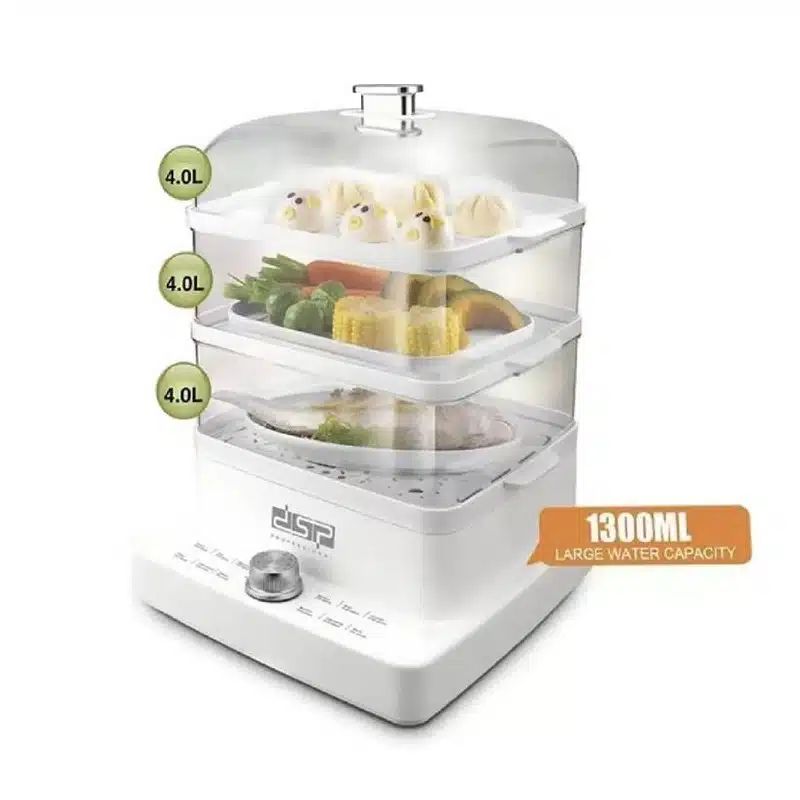 DSP Ατμομάγειρας 1200W 12lt με 3 Επίπεδα Μαγειρέματος & Χρονοδιακόπτη DSP Ατμομάγειρας 1200W 12lt με 3 Επίπεδα Μαγειρέματος & Χρονοδιακόπτη