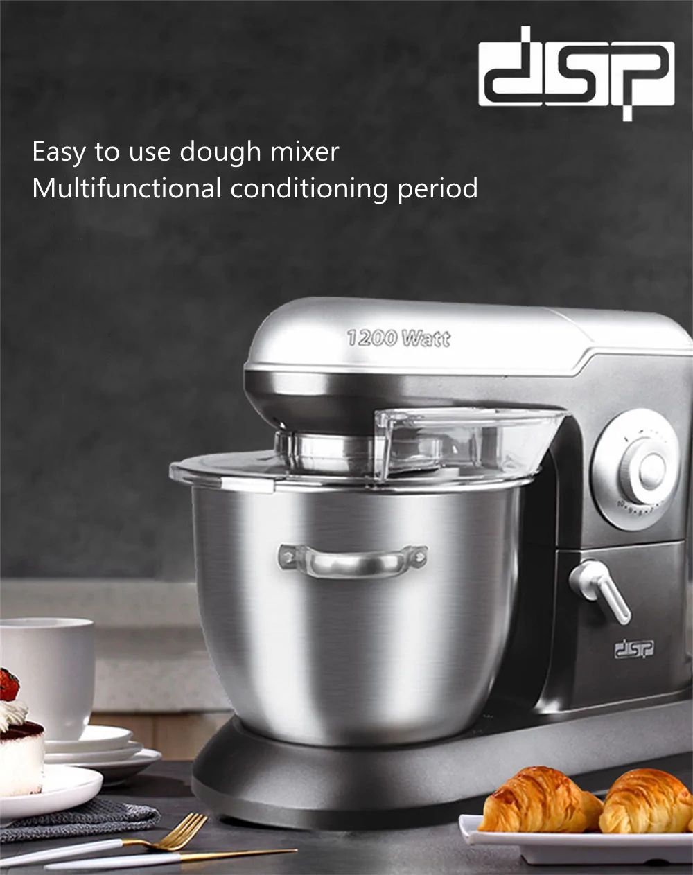 DSP Αυτόματο Ηλεκτρικό Πολυλειτουργικό Μίξερ 1200W με Ανοξείδωτο Μπολ 6.5lt DSP Αυτόματο Ηλεκτρικό Πολυλειτουργικό Μίξερ 1200W με Ανοξείδωτο Μπολ 6.5lt