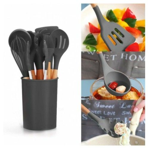 Eco-Friendly Σετ Εργαλείων Μαγειρικής από Σιλικόνη 12τμχ - Μαύρο Eco-Friendly Σετ Εργαλείων Μαγειρικής από Σιλικόνη 12τμχ - Μαύρο