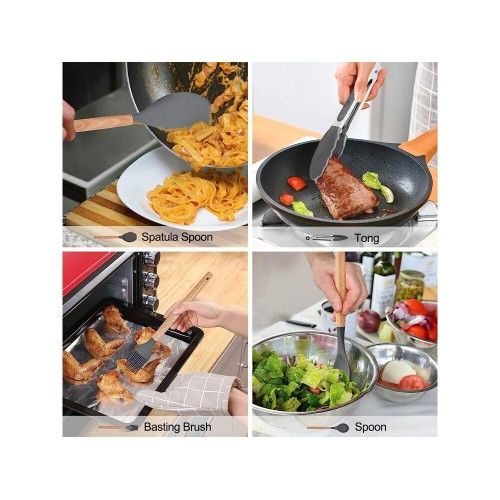 Eco-Friendly Σετ Εργαλείων Μαγειρικής από Σιλικόνη 12τμχ - Μαύρο Eco-Friendly Σετ Εργαλείων Μαγειρικής από Σιλικόνη 12τμχ - Μαύρο