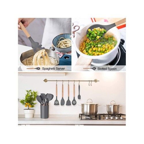 Eco-Friendly Σετ Εργαλείων Μαγειρικής από Σιλικόνη 12τμχ - Μαύρο Eco-Friendly Σετ Εργαλείων Μαγειρικής από Σιλικόνη 12τμχ - Μαύρο