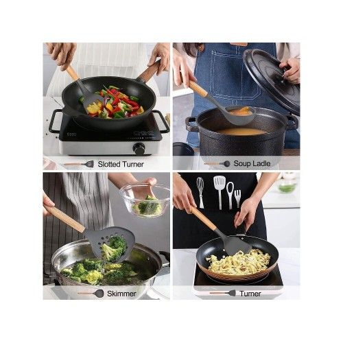 Eco-Friendly Σετ Εργαλείων Μαγειρικής από Σιλικόνη 12τμχ - Μαύρο Eco-Friendly Σετ Εργαλείων Μαγειρικής από Σιλικόνη 12τμχ - Μαύρο