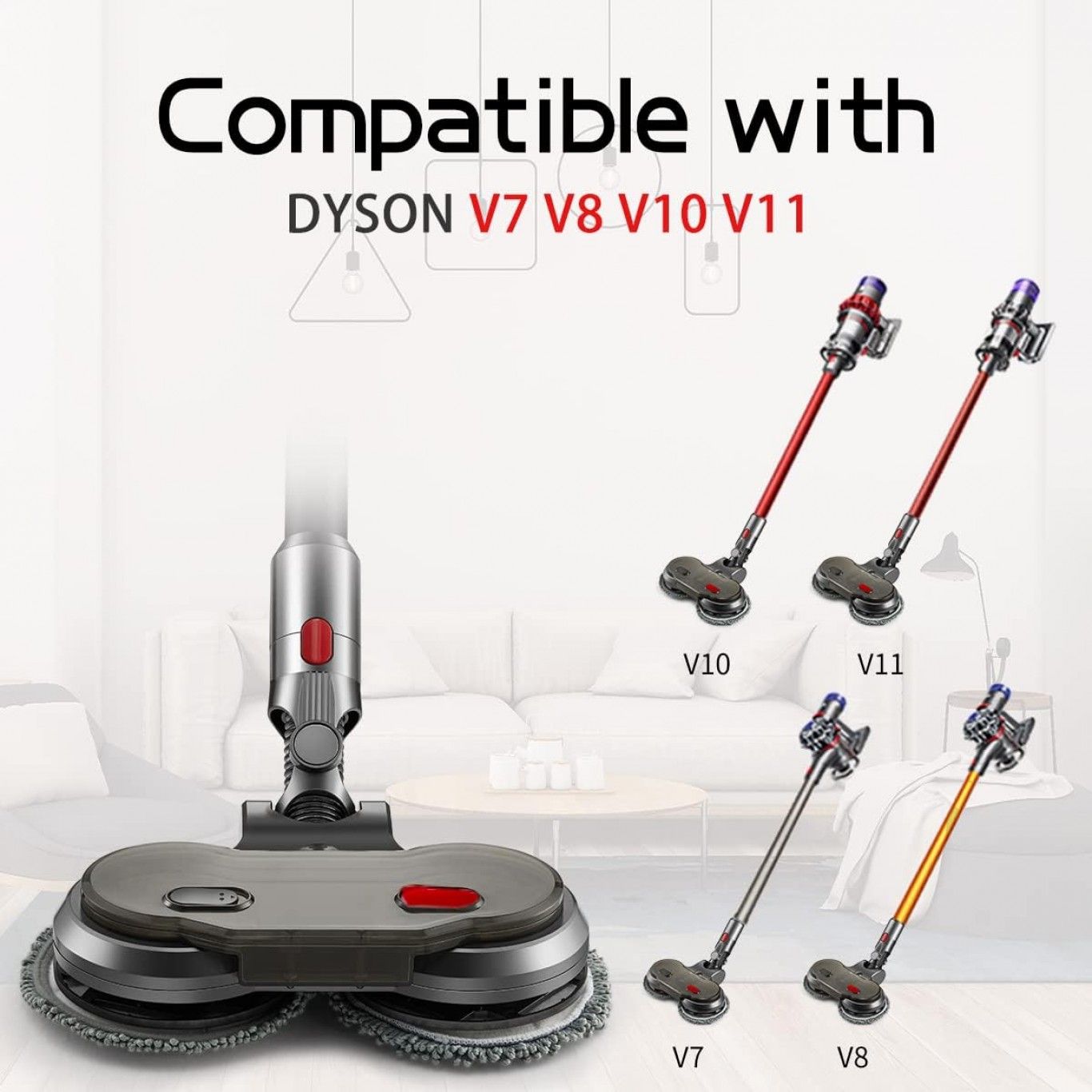 Εξάρτημα Σφουγγαρίστρας για Ηλεκτρική Σκούπα Dyson V7 V8 V10 V11 με 2 Περιστρεφόμενες Κεφαλές και 4 Πανάκια Εξάρτημα Σφουγγαρίστρας για Ηλεκτρική Σκούπα Dyson V7 V8 V10 V11 με 2 Περιστρεφόμενες Κεφαλές και 4 Πανάκια