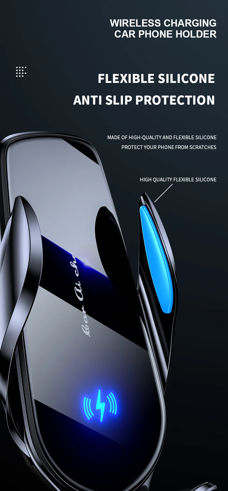 Έξυπνη Αυτόματη Βάση Κινητού Αυτοκινήτου με Αισθητήρα Αφής, Ασύρματη Φόρτιση & Ρυθμιζόμενα Άγκιστρα Έξυπνη Αυτόματη Βάση Κινητού Αυτοκινήτου με Αισθητήρα Αφής, Ασύρματη Φόρτιση & Ρυθμιζόμενα Άγκιστρα