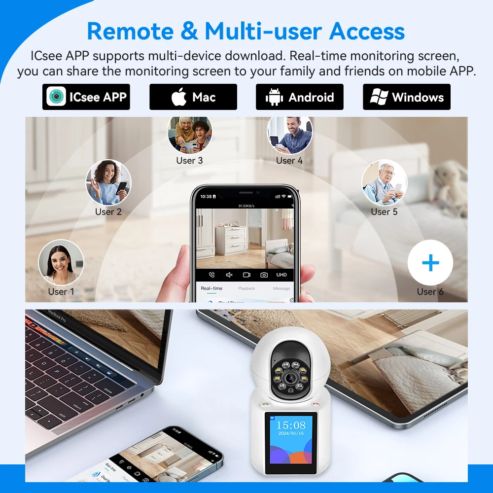 Έξυπνη Κάμερα WiFi 1080P HD με οθόνη 2,8 Ιντσών, Αμφίδρομη Επικοινωνία, Ανίχνευση Κίνησης & Έγχρωμη Νυχτερινή Όραση Έξυπνη Κάμερα WiFi 1080P HD με οθόνη 2,8 Ιντσών, Αμφίδρομη Επικοινωνία, Ανίχνευση Κίνησης & Έγχρωμη Νυχτερινή Όραση