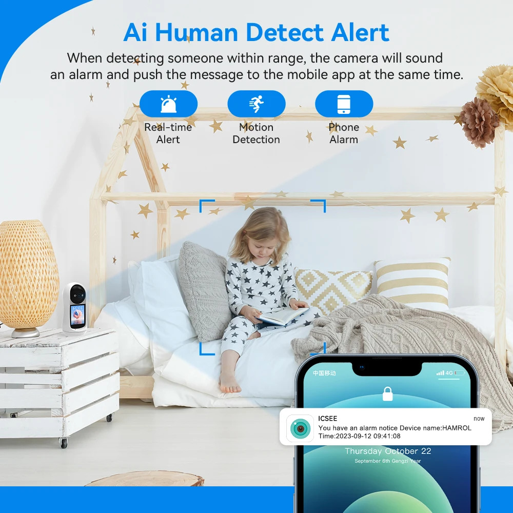 Έξυπνη Κάμερα WiFi 1080P HD με οθόνη 2,8 Ιντσών, Αμφίδρομη Επικοινωνία, Ανίχνευση Κίνησης & Έγχρωμη Νυχτερινή Όραση Έξυπνη Κάμερα WiFi 1080P HD με οθόνη 2,8 Ιντσών, Αμφίδρομη Επικοινωνία, Ανίχνευση Κίνησης & Έγχρωμη Νυχτερινή Όραση