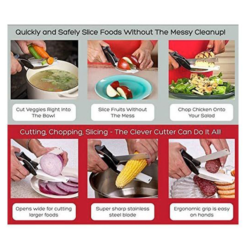 Έξυπνο Μαχαίρι Κόφτης 2 σε 1 με Ενσωματωμένη Σανίδα Κοπής Έξυπνο Μαχαίρι Κόφτης 2 σε 1 με Ενσωματωμένη Σανίδα Κοπής