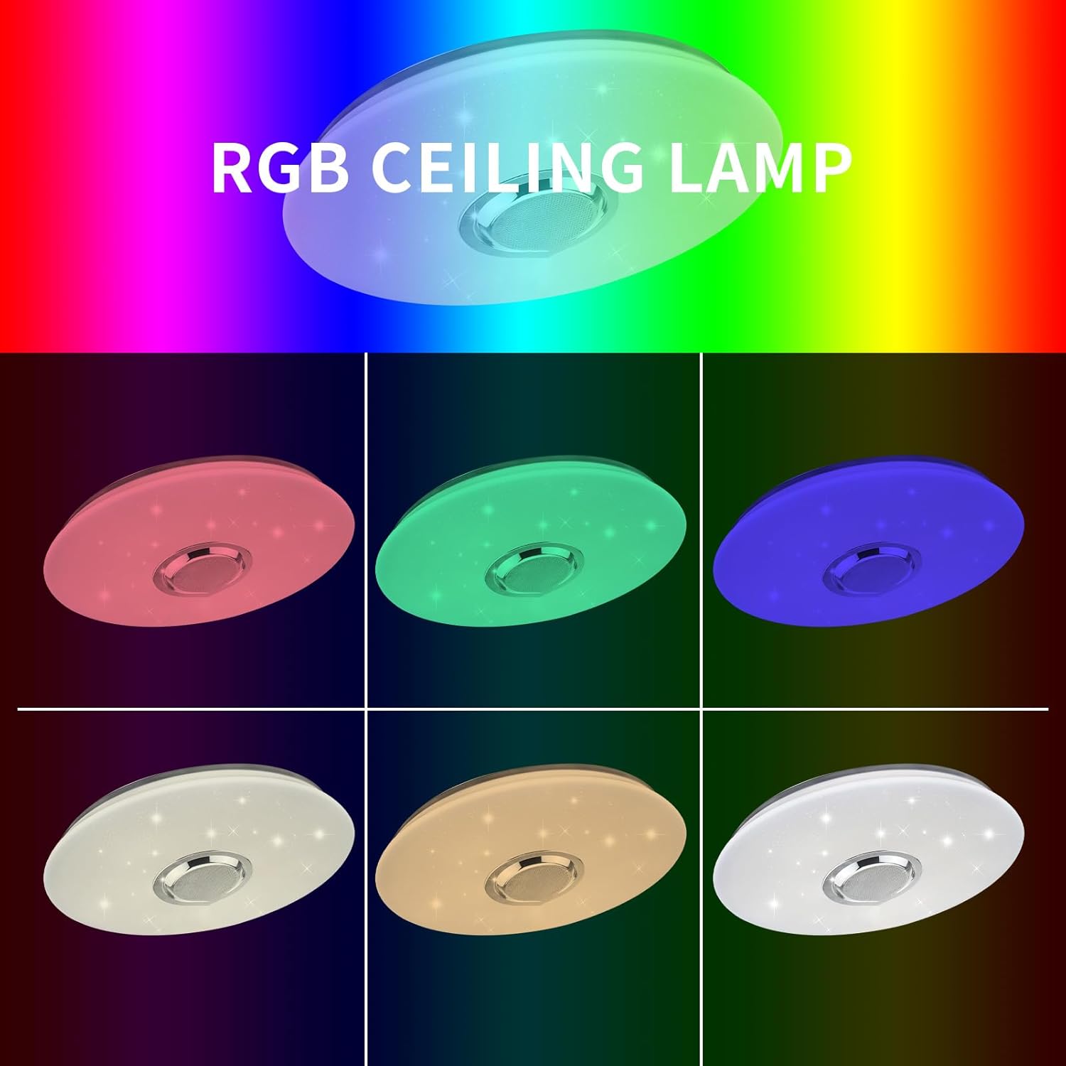 Έξυπνο Στρογγυλό Φωτιστικό Οροφής RGB με Τηλεχειριστήριο και Ηχείο - Universo Έξυπνο Στρογγυλό Φωτιστικό Οροφής RGB με Τηλεχειριστήριο και Ηχείο - Universo