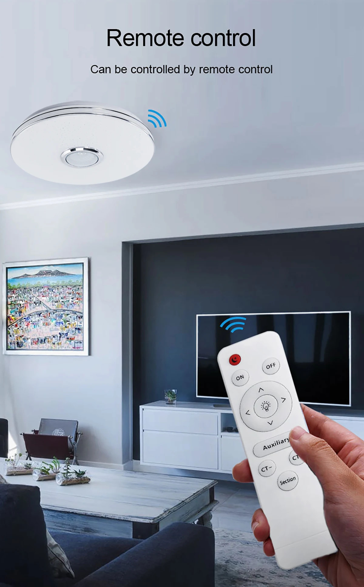 Έξυπνο Στρογγυλό Φωτιστικό Οροφής RGB με Τηλεχειριστήριο και Ηχείο - Universo Έξυπνο Στρογγυλό Φωτιστικό Οροφής RGB με Τηλεχειριστήριο και Ηχείο - Universo