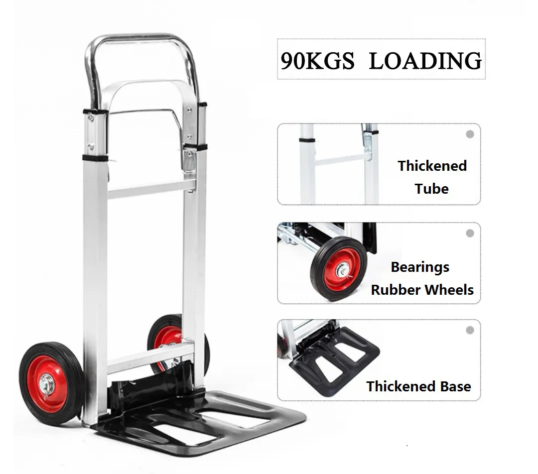 Ελαφρύ Τροχήλατο Πτυσσόμενο & Αναδιπλούμενο Καρότσι Μεταφορών Φορτίου βάρους έως 90kg - Αλουμινίου με Ρόδες & Λάστιχα 43x40x110cm Ελαφρύ Τροχήλατο Πτυσσόμενο & Αναδιπλούμενο Καρότσι Μεταφορών Φορτίου βάρους έως 90kg - Αλουμινίου με Ρόδες & Λάστιχα 43x40x110cm