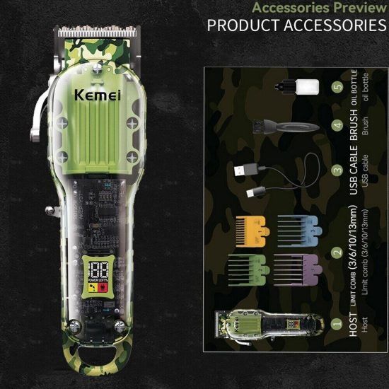 Επαγγελματική Επαναφορτιζόμενη Κουρευτική & Ξυριστική Μηχανή - Trimmer KEMEI KM-1926 με Μπαταρία - Camo Επαγγελματική Επαναφορτιζόμενη Κουρευτική & Ξυριστική Μηχανή - Trimmer KEMEI KM-1926 με Μπαταρία - Camo